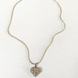 Sparkle CZ Sterling Silver HEART Necklace Made in FRANCE Fashion Simple Minimal
